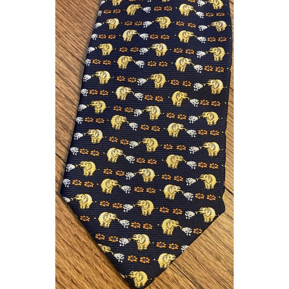 Cute Putzmeister Elephant Tie NAVY with orange yellow‎ & white - Picture 2 of 5